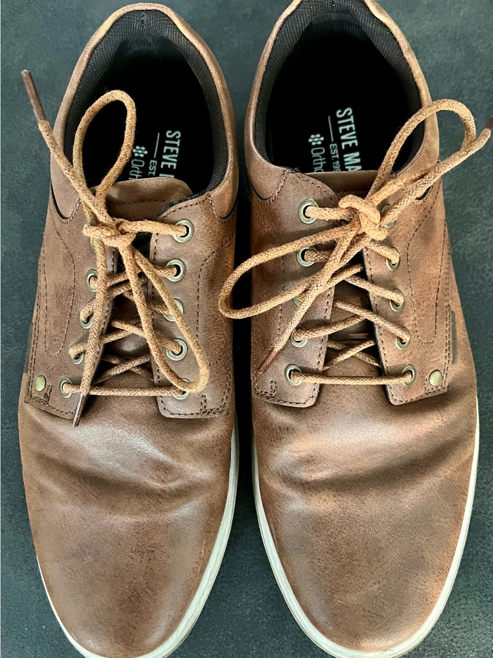 Steve Madden Brown Leather Casual Lace-Up Sneakers